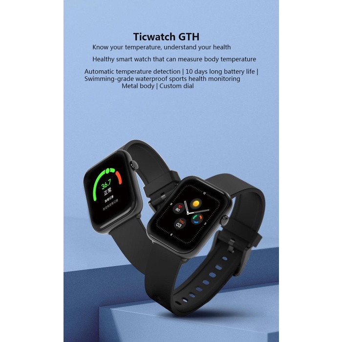Mobvoi Ticwatch GTH Smart Watch Body Temperature Detection Covid