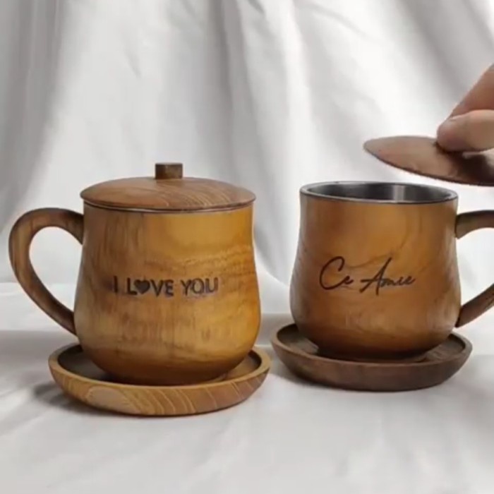 CANGKIR KAYU JATI CUSTOM NAMA GRAVIR LOGO CANGKIR KOPI TEH KODE 262