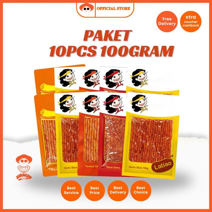 

BARANG TERLARIS Paket 10pcs 100gram Cemilan Pedas gluten spicy tofu VEGAN