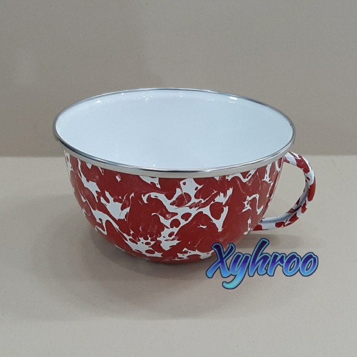 SOUP MUG ENAMEL 14CM MERAH BLIRIK KODE 841