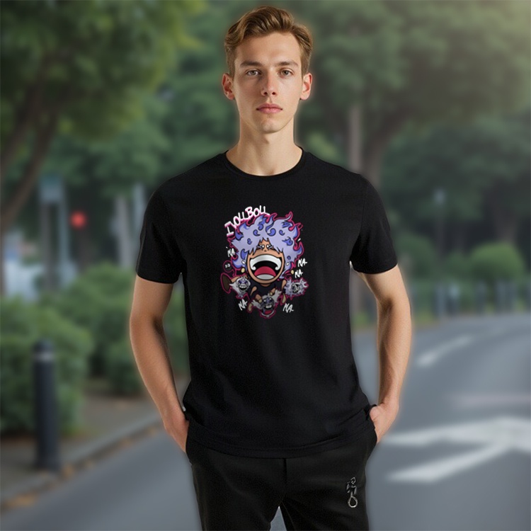 【Hot Deal】 baju pria Ioubou T shirt Cartoon Print Vintage Wash Effect