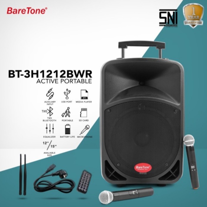 SPEAKER PORTABLE WIRELESS MEETING BARETONE 12 INCH 3H1212BWR BLUETOOTH