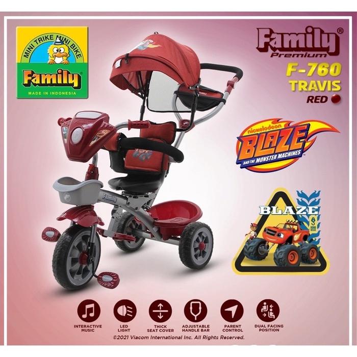 READY STOK FAMILY TRAVIS F760 SEPEDA RODA TIGA ANAK MUSIK LAMPU N KANOPI LIPAT READYY