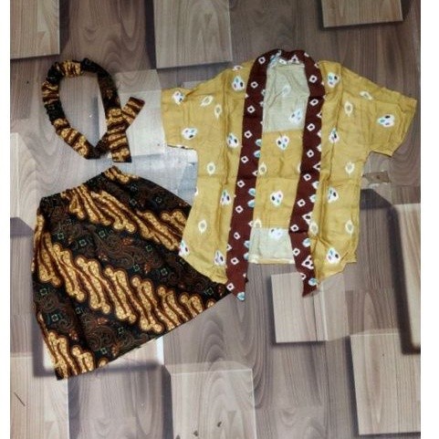 Setelan Kebaya Jumputan Batik Anak Bonus Bandana