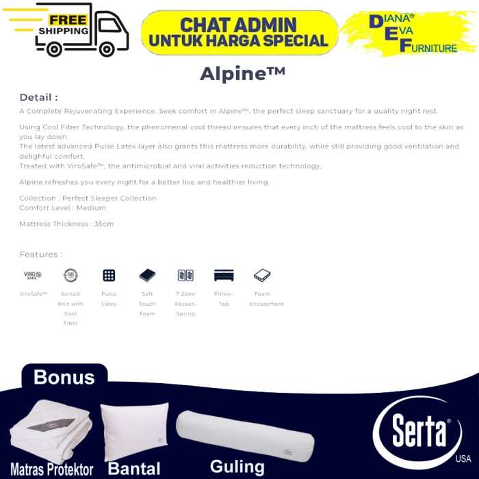 Serta Alpine Kasur Springbed (Mattress Only)