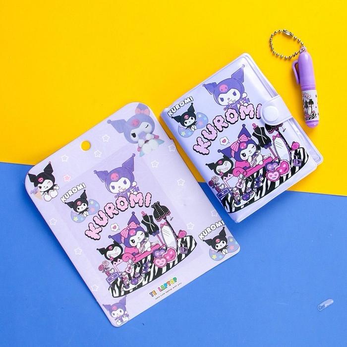 

Set Memo Diary Motif Snriio / Mini Klip Note Book and Pen / Buku Diary Kancing Snrio / Cute Mini