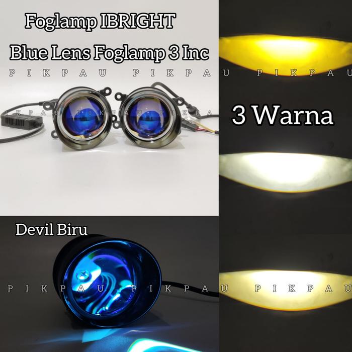 JTTOP" IBRIGHT SEPASANG LAMPU BILED FOGLAMP 3 INC NEW ORIGINAL C990 BLUE LENS FOGLAMP TOYOTA DAN