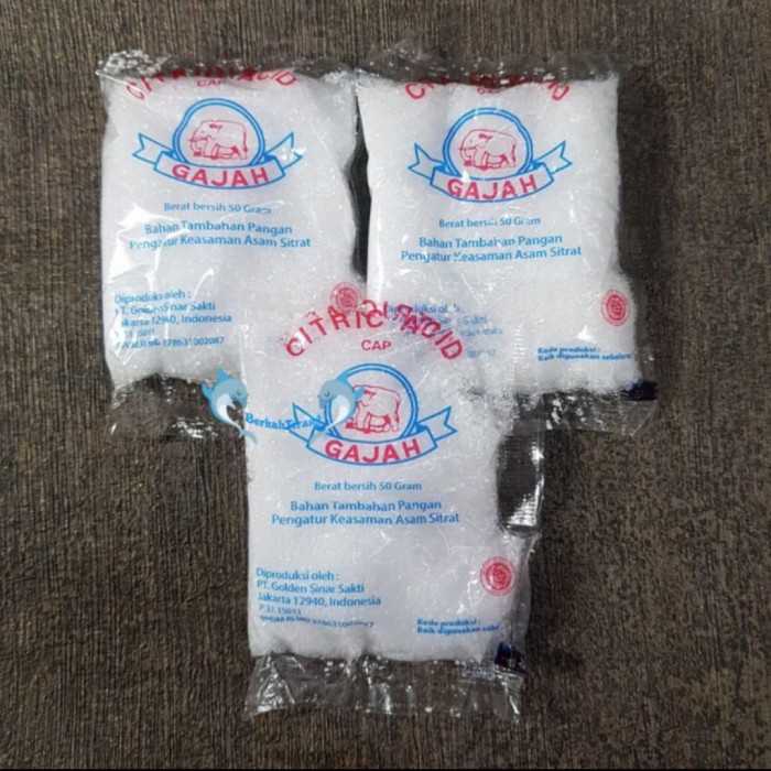 

Ready Stok" Citric Acid Cap Gajah 1 Pcs Asam Citrun Sitrun Zuur Pemutih Pembersih 50gr