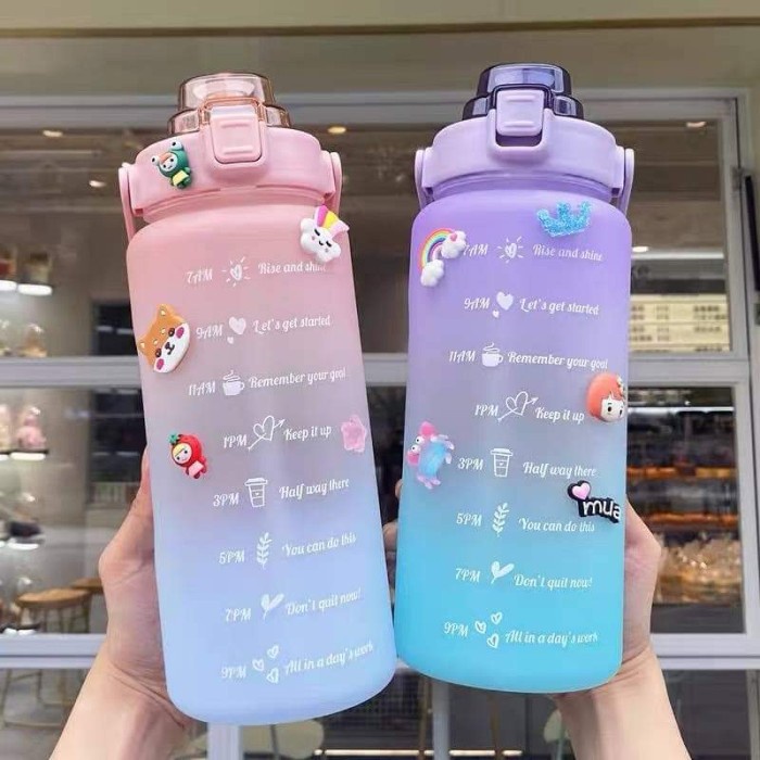 Botol Minum Motivasi 2000ml/botol jumbo/botol viral/botol viral 2liter