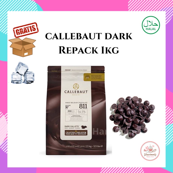 

Ready Stok" Callebaut Dark Chocolate Couverture 811 54,5% Repack 1 Kg