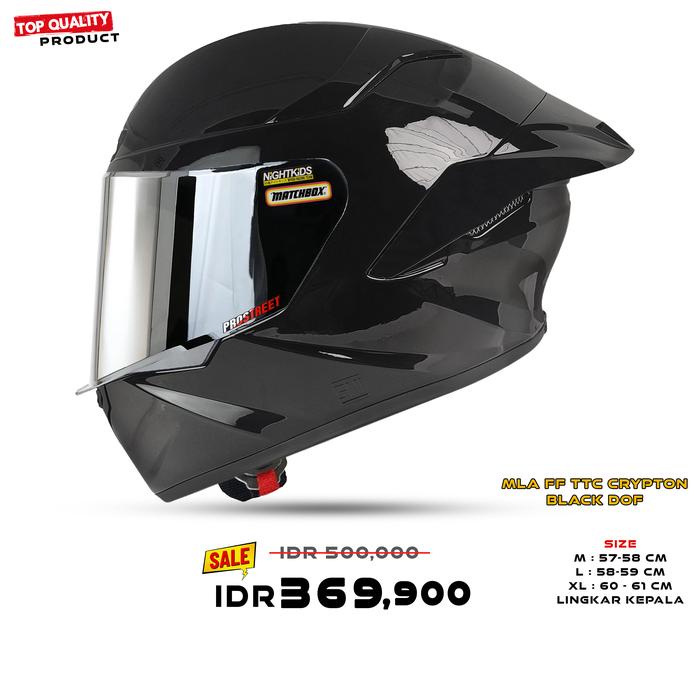 HELM MLA TTC CRYPTON HITAM DOF KACA SILVER HELM FULL FACE PAKET GANTENG SNI