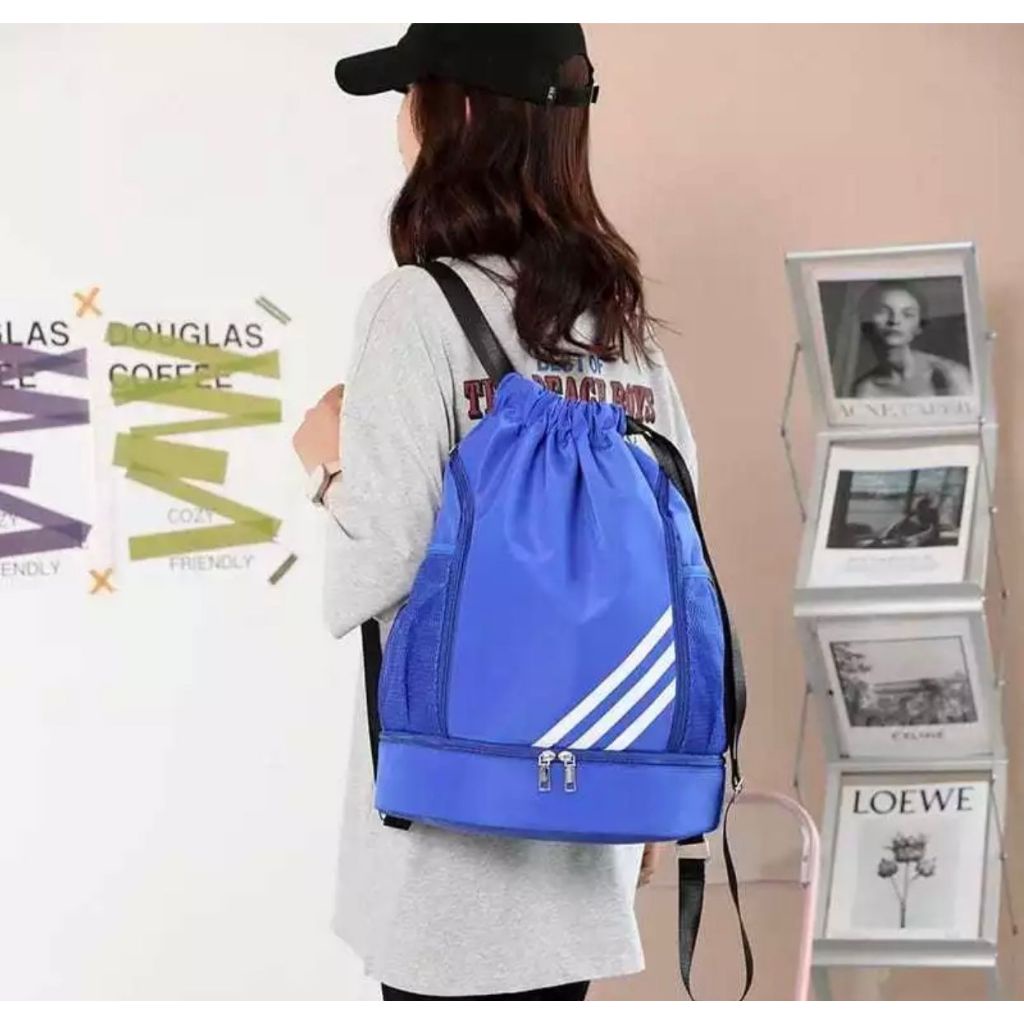 BEST SALE Tas Serut Olahraga Pria Wanita Kain Tebal Anti Air Tas Serut Multifungsi Berkualitas
