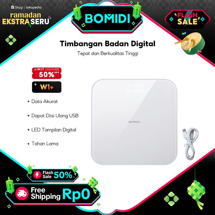 CodBomidi W1 Timbangan Elektronik With Digital 180Kg Weight Body Scale Desain Unik Lcd Display