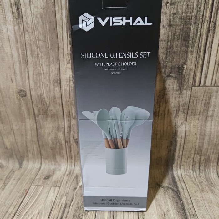 BOOM SALE Vishal silicone utensils set - alat dapur kitchen spatula silikon 12 pcs hijau tosca