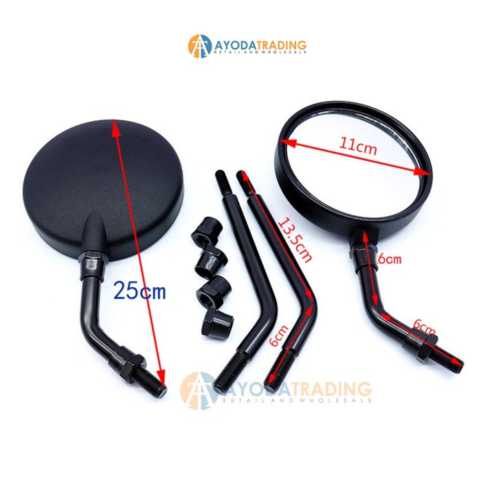 Spion Motor Yamaha Honda Retro Bulat Pendek