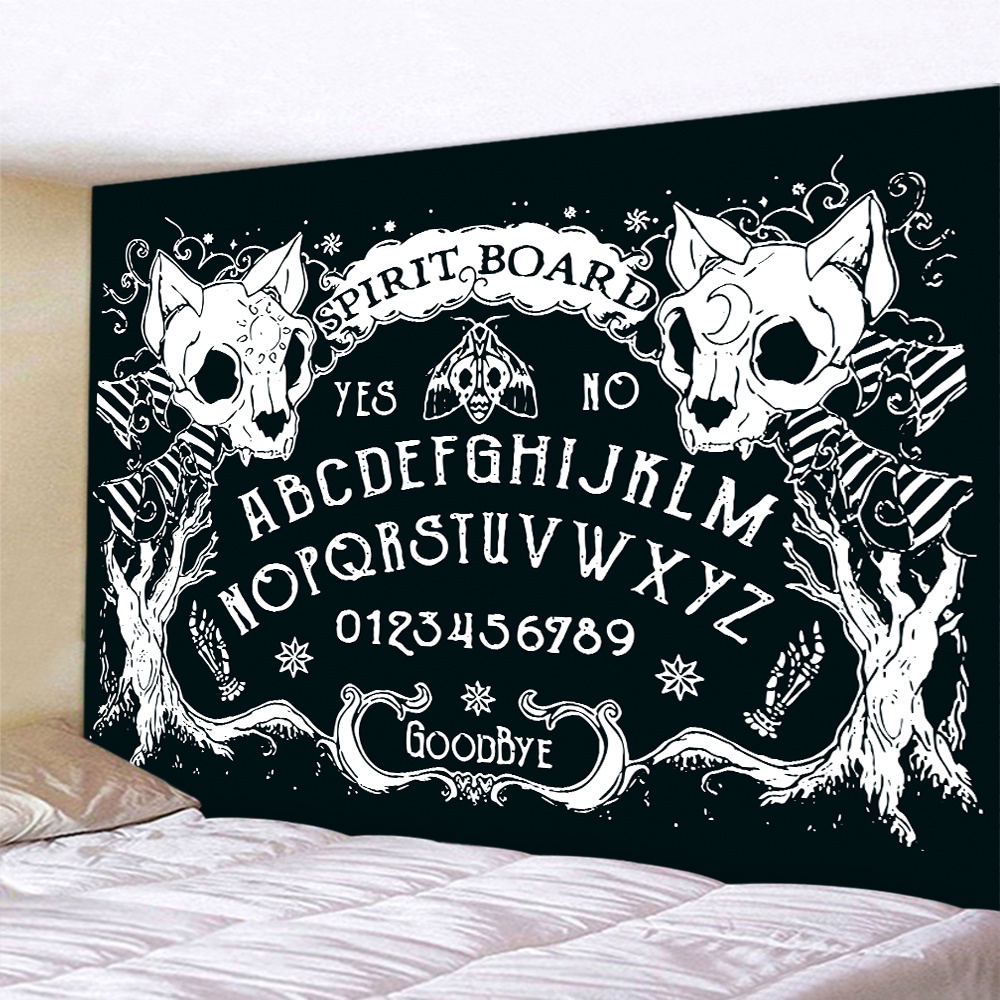 Permadani Kucing Lebah Tengkorak Hitam dan Putih Dekorasi Rumah Permadani Seni Dekorasi Bohemian Sel