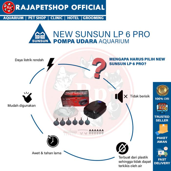 NEW SUNSUN LP 6 Pompa Udara Kolam Aquarium