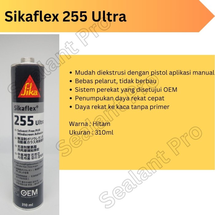 Sealant Kaca Mobil Sikaflex 255 Ultra Lem Kaca Mobil - Hitam