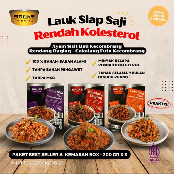 

terbaru !!! sauke paket best seller kemasan box 200gr isi 3 pcs , lauk siap saji rendah