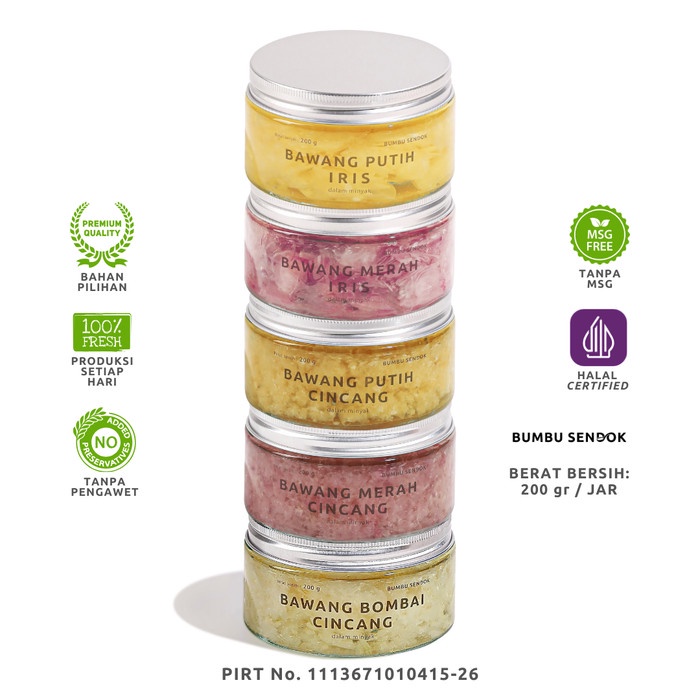 

Bumbu Sendok Paket (5 Jar) Bawang Putih, Merah, Bombai 200G