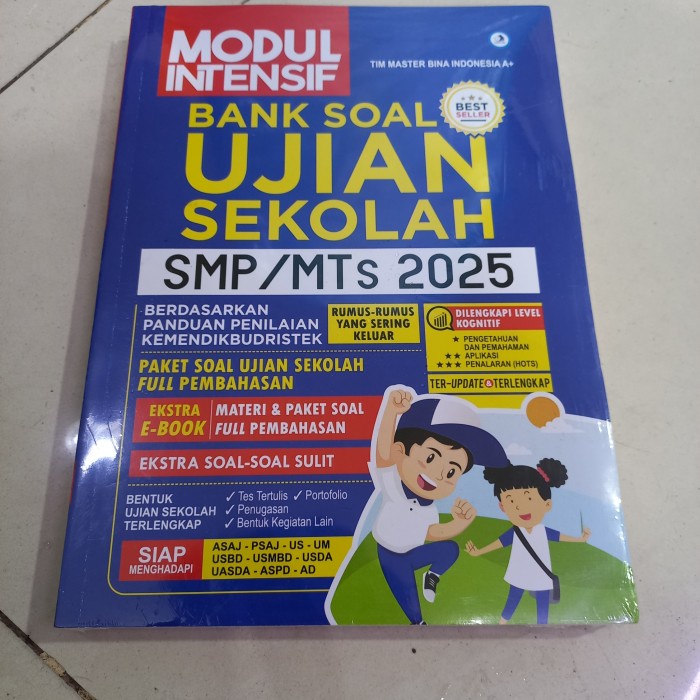 

SALE !!! BUKU MODUL INTENSIF BANK SOAL UJIAN SEKOLAH SMP MTS 2025 TIM MASTER BINA INDONESIA A+ BEST