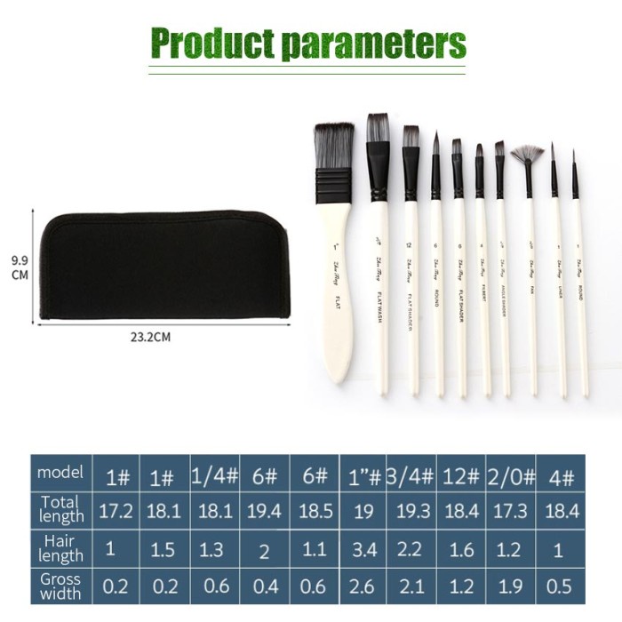 

10pcs Kuas Lukis Nylon Air nyak Round Brush Gambar Set Akrilik DiskonJual MurahHarga DiskonObral
