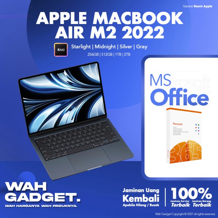 ( Acr / Cpo ) Macbook Air M2 2022 256Gb Garansi 1 Tahun