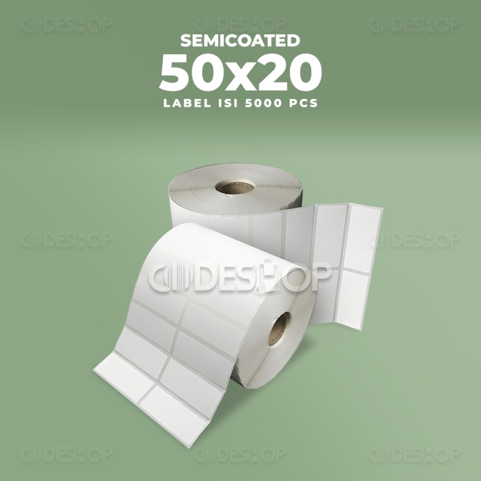 LABEL BARCODE 50 X 20 (2 LINE) Kertas Label Semicoated 50x20