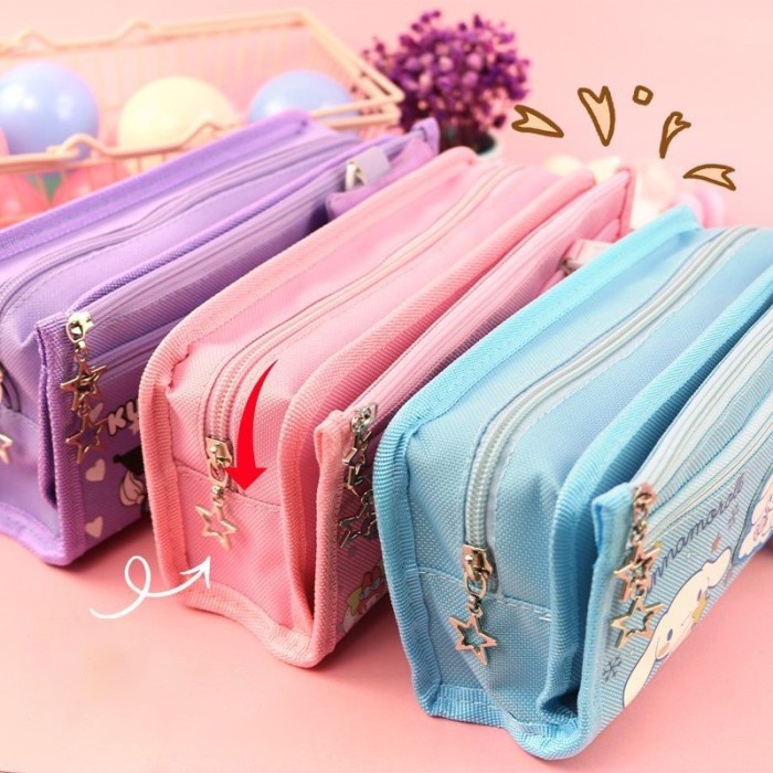 

[Rbs819] Kuromi Tas Pensil Kapasitas Besar + Dompet Koin Kotak Pensil Melody Lucu Tas Pensil