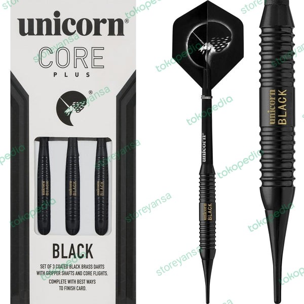 ready stok dart soft tip unicorn core plus black brass 17 gr original