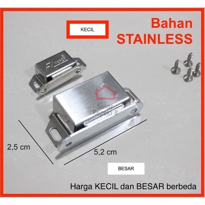 Ready Stok" Magnet Kotak Stainless Kecil / Magnit Pintu Lemari Kayu Door Stoper