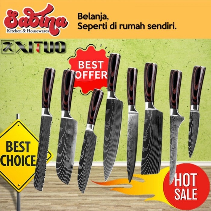 Dapur Golok Jepang Daging Motif Damascus Tajam Anti Karat