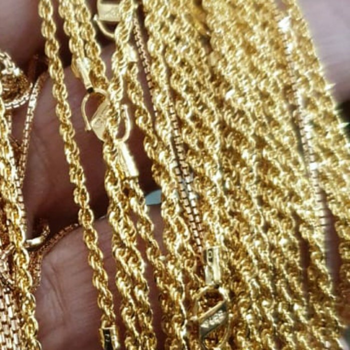 Kalung rantai rante tambang mas kuning gold emas asli 420 42% polos 42