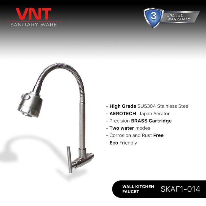 VNT Kran Cuci Piring Leher Angsa Flexible Stainless Keran Air Dapur