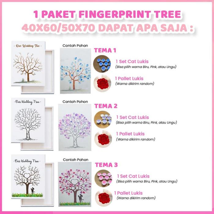 SALE PROMO KANVAS WEDDING TREE FINGERPRINT GUEST BOOK 40X60 CM CANVAS LUKISAN POHON SIDIK JARI