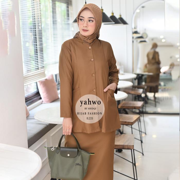 YAHWO HIJAB FASHION-SETELAN ROK SPAN PNS PDH PEMDA/SERAGAM DINAS KHEKI PNS ASN WANITA TERBARU BAHAN