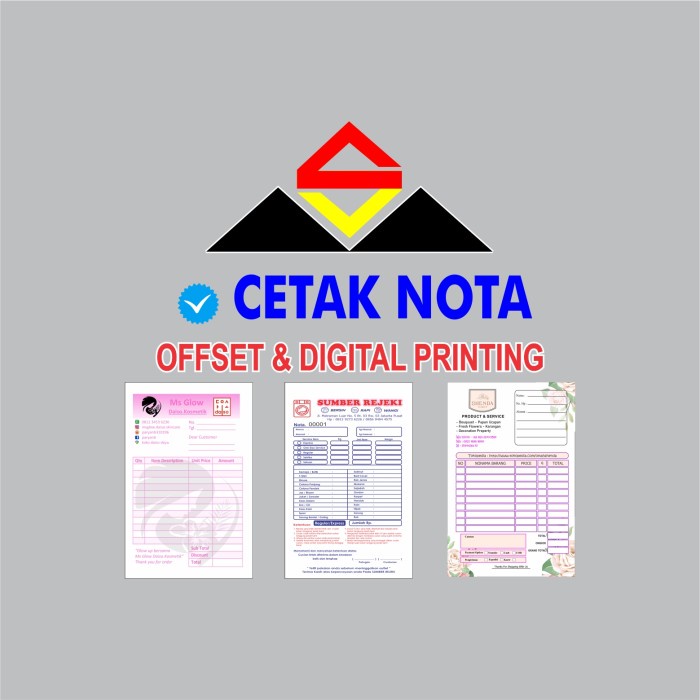 

Cetak Nota/ Merek Toko/ Laundry/ Bahan Bangunan/warna 10 buku 1/4F TERLARIS/TERMURAH/TERPOPULER