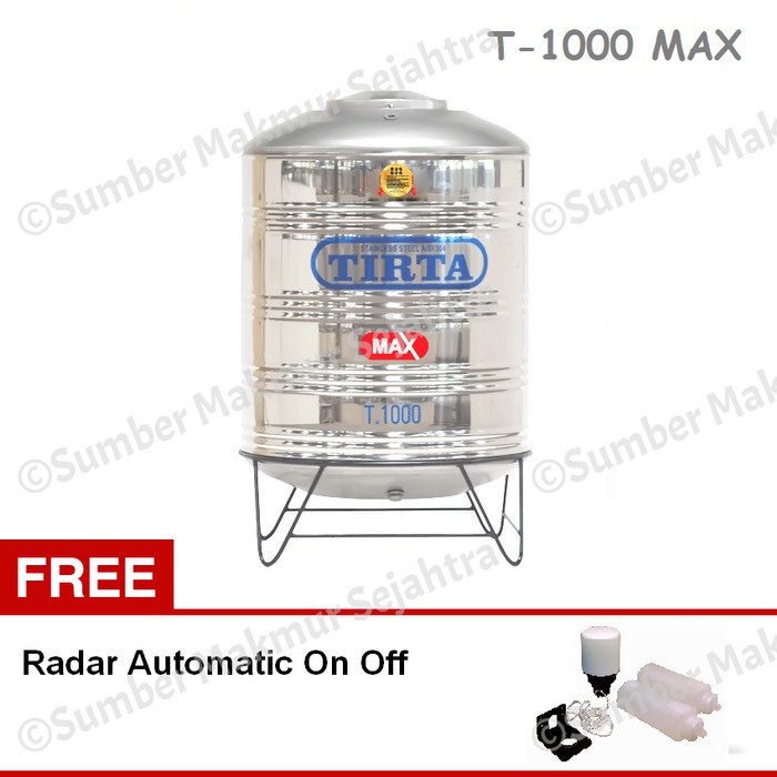 Tangki Air Stainless Tirta T 1000 MAX Toren Tandon 960 Liter