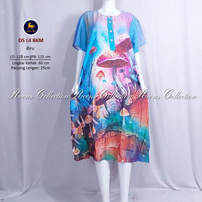 Daster L4 Jumbo Batik Kuda Mas Ld 130Cm Daster Rayon Busui Lengan Pendek Preum