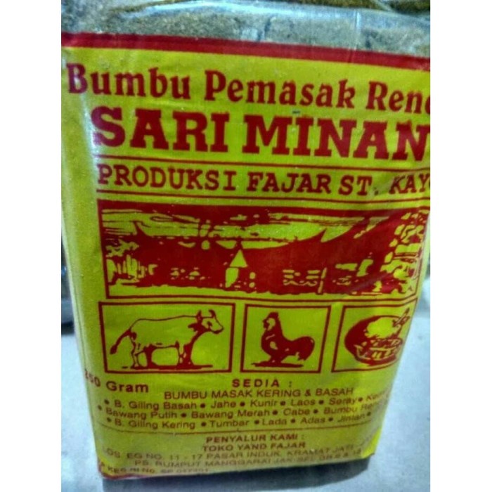 

GRATIS ONGKIR Bumbu Pemasak RENDANG Sari Minang Untk Gulai Masakan Padang Sariminang