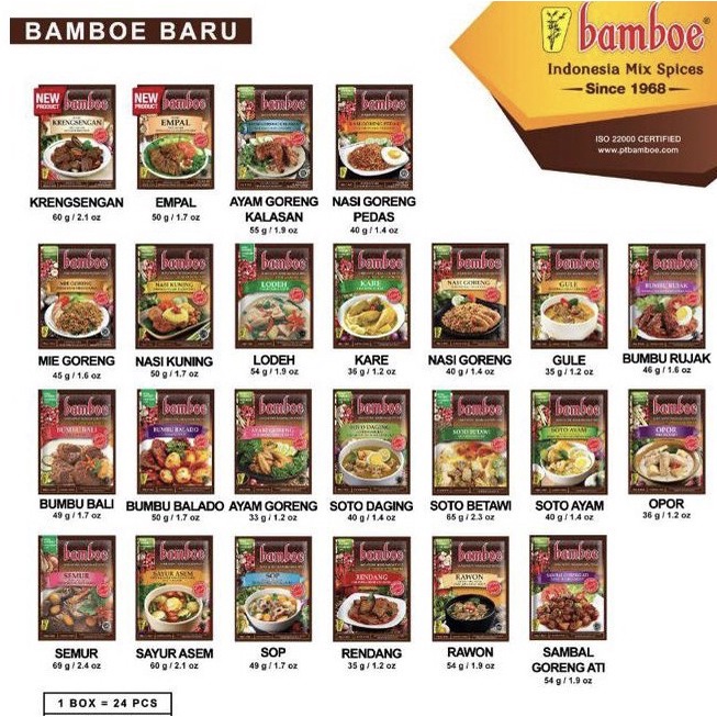 

PROMO SPECIAL All varian Bamboe Bumbu Instant (27 varian rasa)