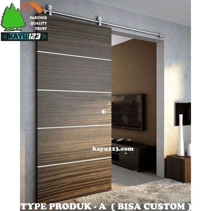 Daun Pintu Minimalis 80X200 Cm Double Teakwood / Nyatoh / Sungkai #206