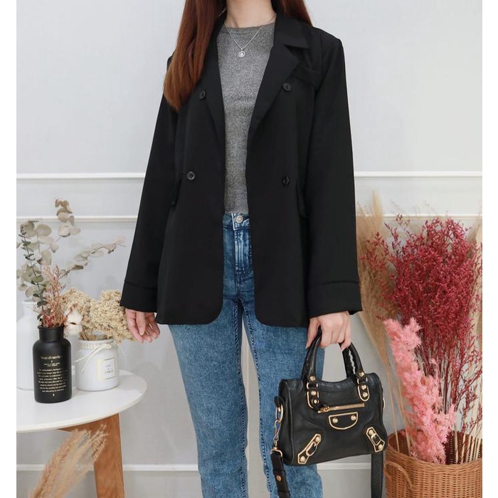 Top Sienna Blazer Outer Korean Wanita - Blazer Outfits Hijab Terlaris