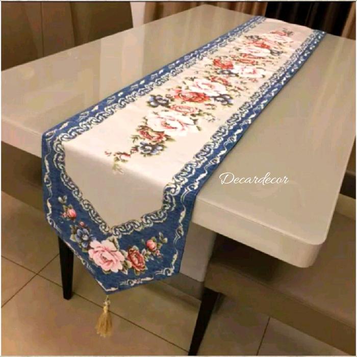 Terlaris COD Table Bed Runner Taplak Meja Tamu Makan Panjang Belgian Mewah - 150 200 Cm Taplak Meja
