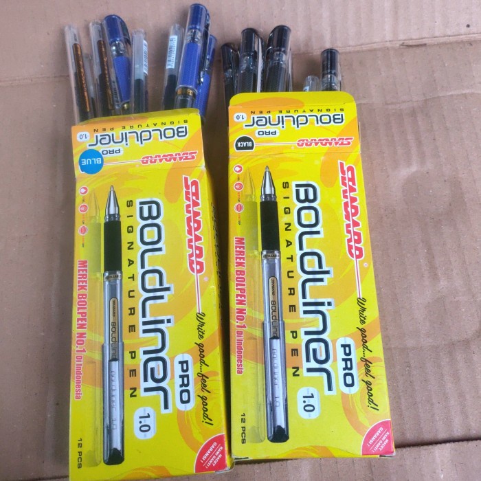 

pulpen standard boldliner pro 1.0mm hitam/biru signature pen
