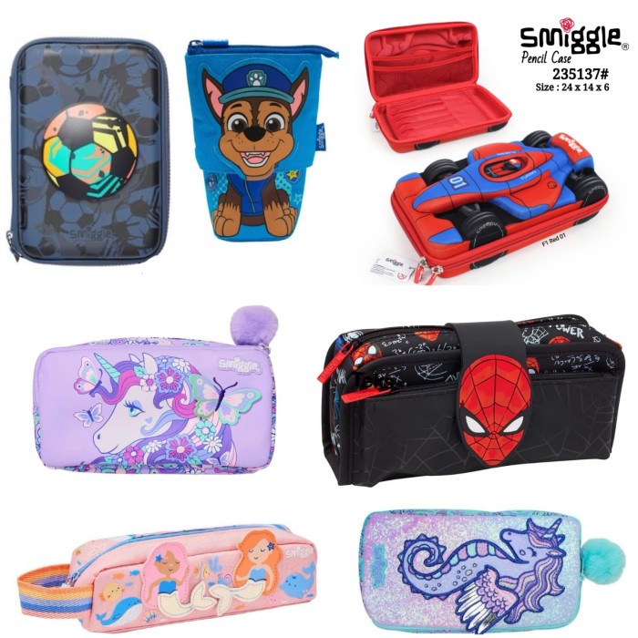 

JTTOP" SMIGGLE PENCIL CASE SET TEMPAT PENSIL KOTAK PENSIL UNICORN BLACK PINK