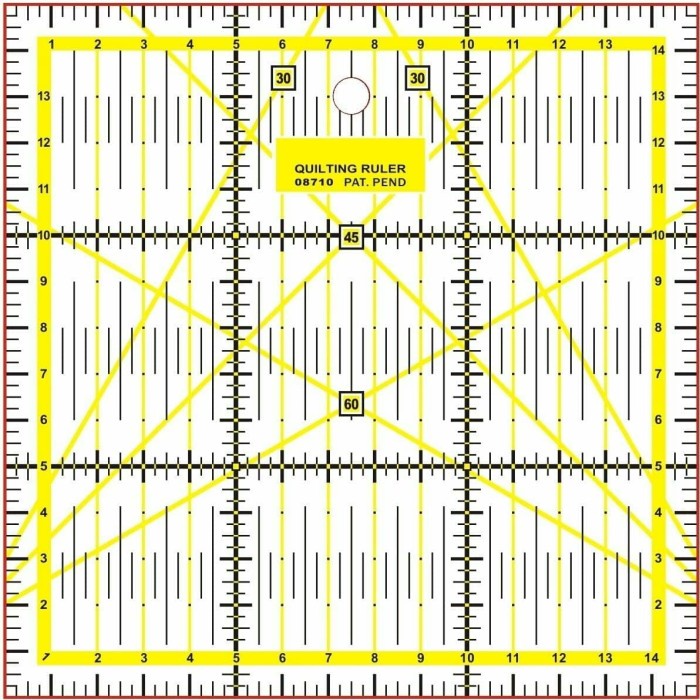 

JTTOP" QUILTING RULER - PENGGARIS BAHAN - PENGGARIS JAHIT UKURAN 15CM X 15CM