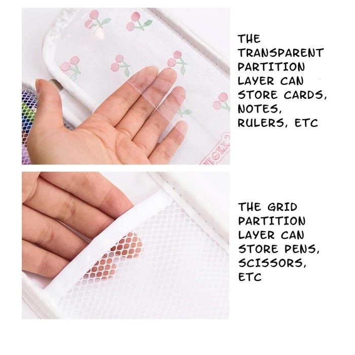 

JTTOP" TEMPAT PENSIL TRANSPARAN KOTAK PENSIL LUCU KOREA DOMPET POUCH PVC