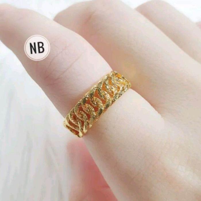 Perhiasan Emas Cincin Wanita Dewasa Model rantai Llipan Emas