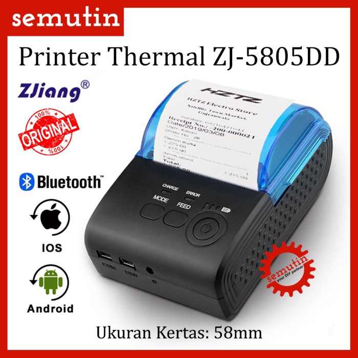 Printer Thermal 58mm Zjiang ZJ-5805DD ORIGINAL / Bluetooth Mini